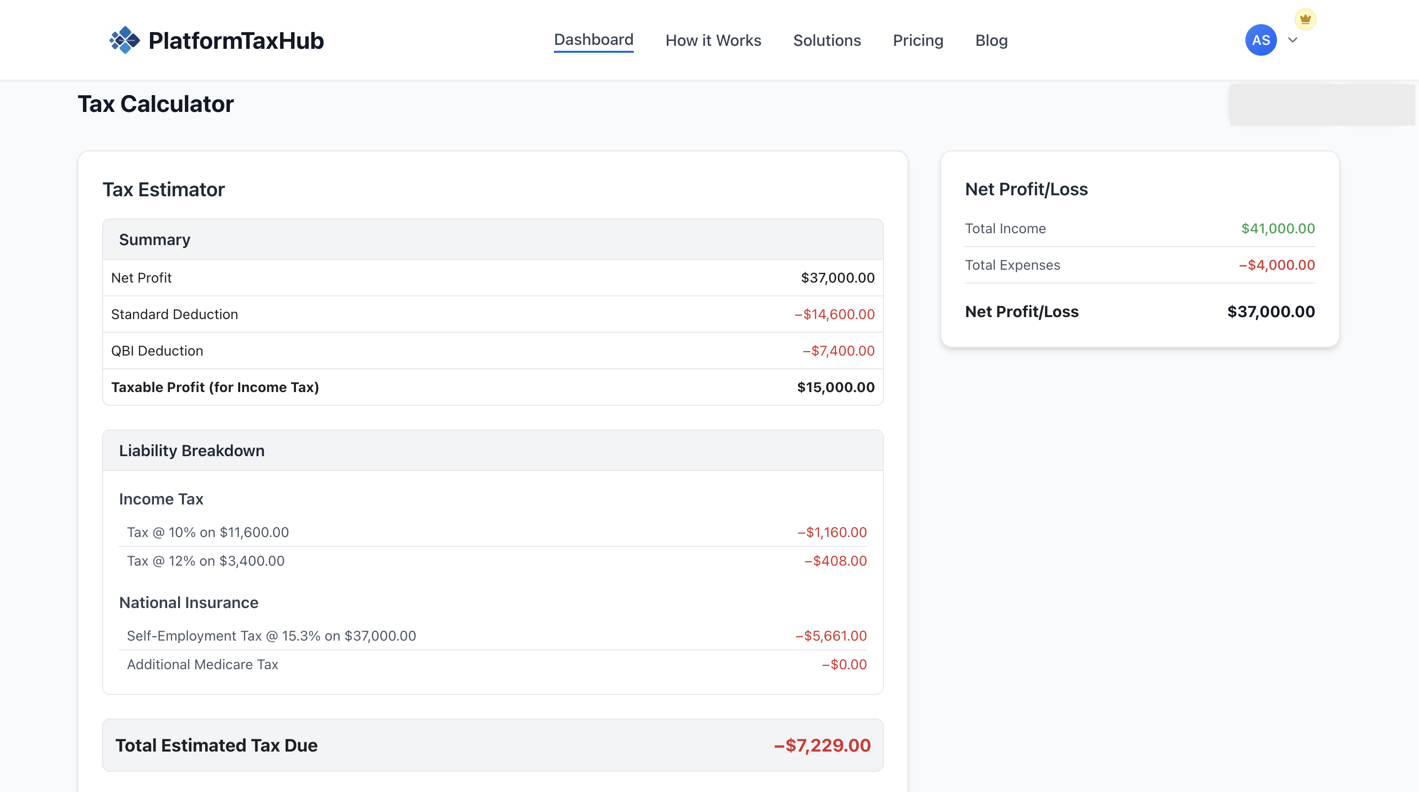 Tax Calculator Results