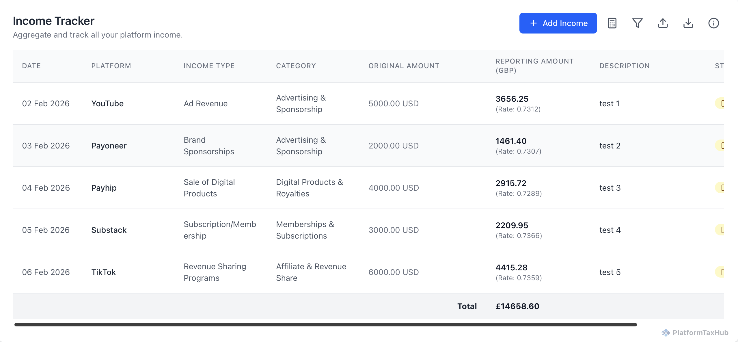 Track Income From Multiple Platforms in One Place - United Kingdom