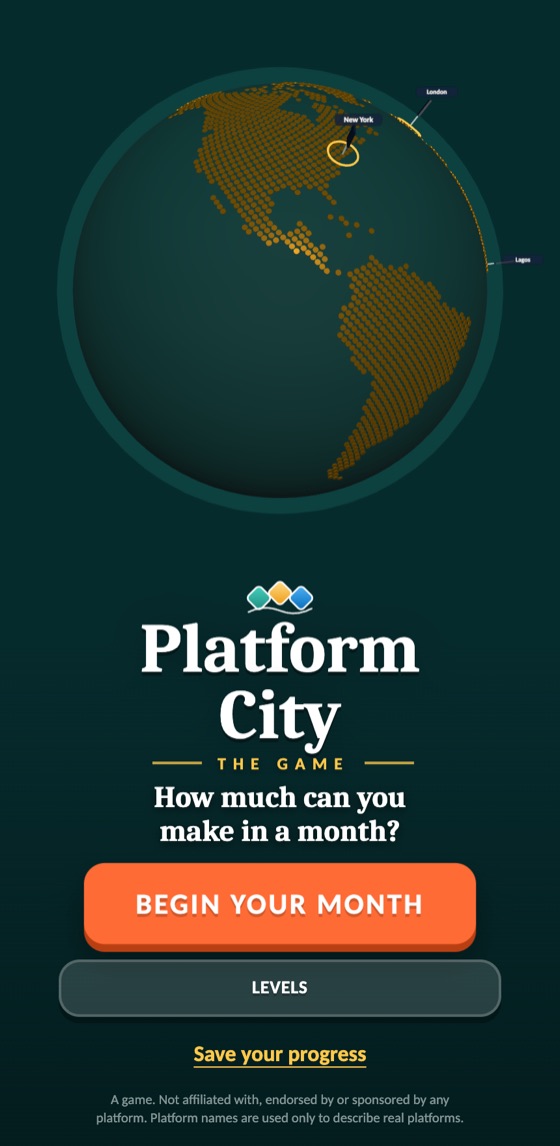 Platform City: The Game title screen